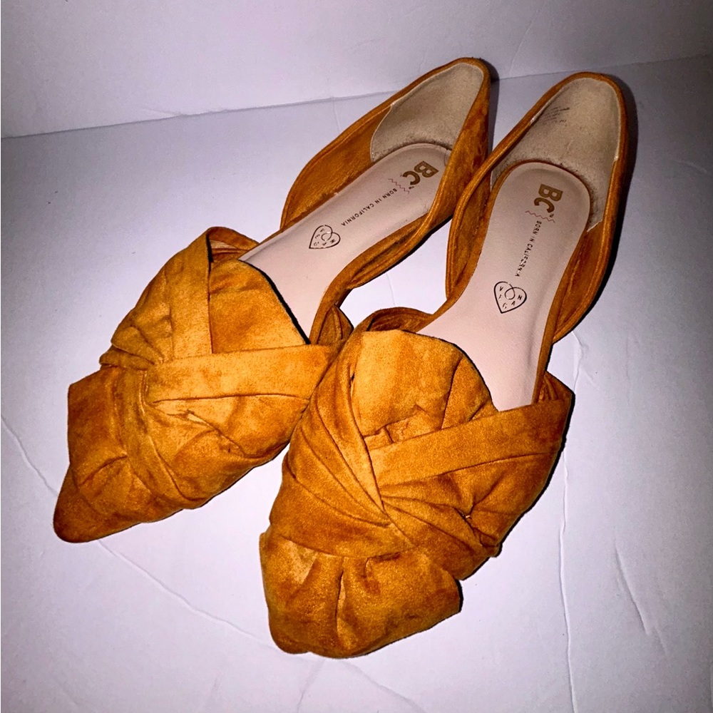 BC Born In California D’orsay Flats Mustard Yellow Suede Women’s
